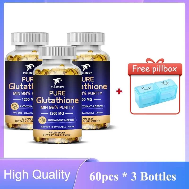 Pure Glutathione Capsules 1200MG Max Absorption Support Skin Αντιοξειδωτική Αντιγηραντική Αποτοξίνωση Ήπατος Καθαρισμός Ανοσία