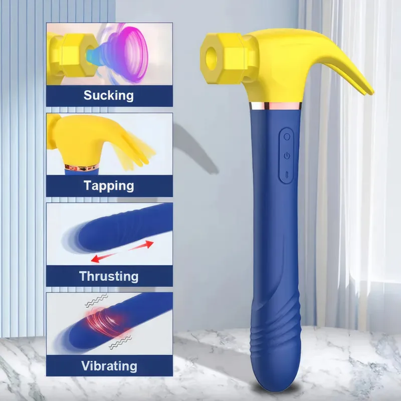 Hammer Vibrator Multifunctional Sex Machine G Spot Stimulation Telescopic Dildo Vaginal Masage Cit Sucking Female Masturbator