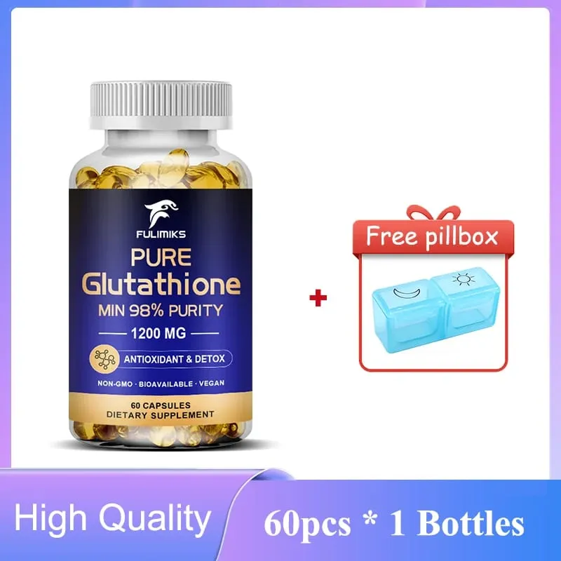 Pure Glutathione Capsules 1200MG Max Absorption Support Skin Αντιοξειδωτική Αντιγηραντική Αποτοξίνωση Ήπατος Καθαρισμός Ανοσία