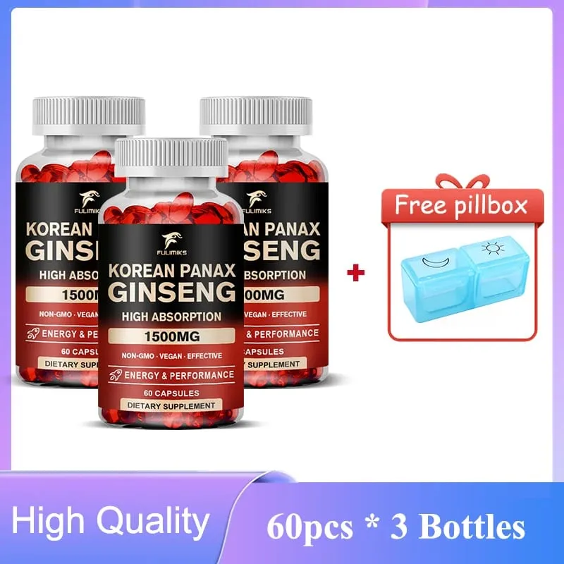 Panax Ginseng 15 000 mg - Red Korean Ginseng Συμπλήρωμα για Άντρες - Extra Strength - Energy Focus Παραγωγικότητα & απόδοση — image 10