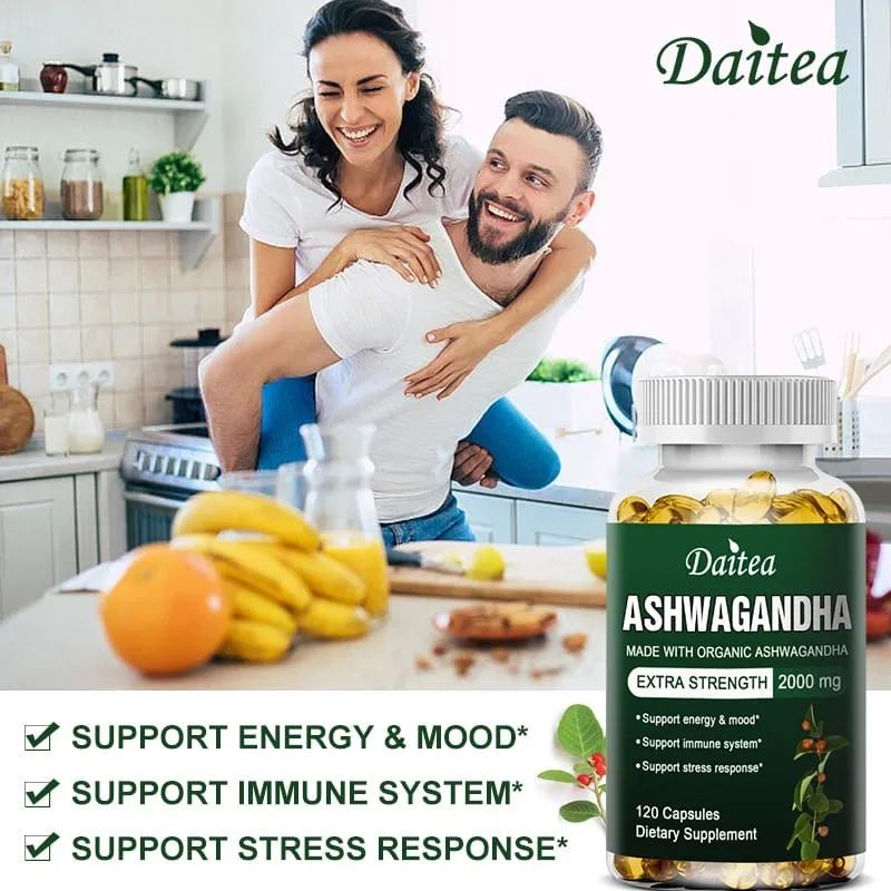 Daitea Organic Ashwagandha Extract Capsules 2000mg for Mood Sleep Energy Support - Antioxidant Supplement — image 6