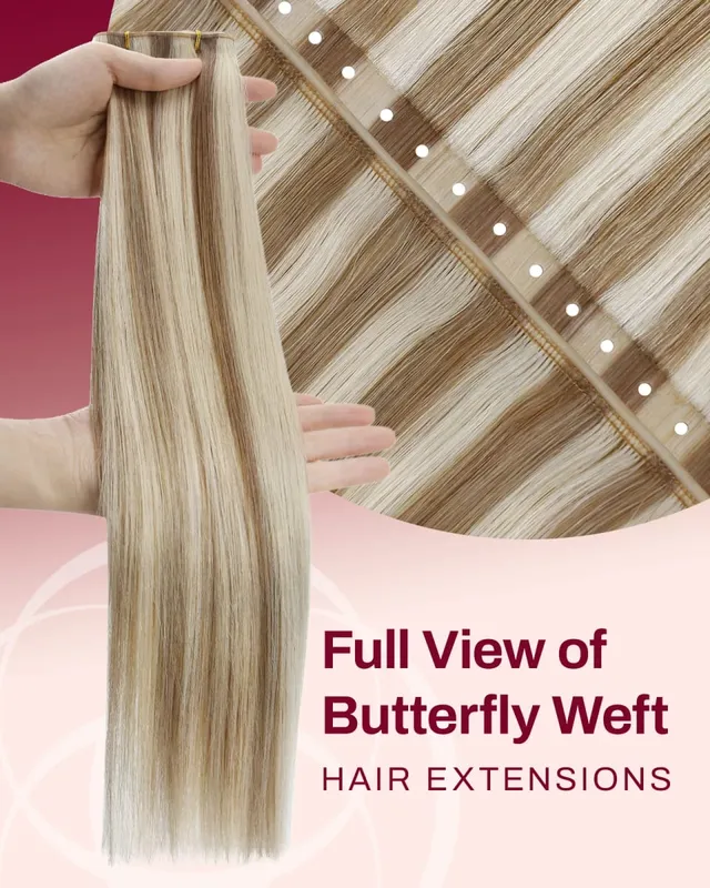 Moresoo Butterfly Weft Human Hair Extensions PU Hole Straight Extensiones De Cabello Humano Pu Hole Weft για γυναίκες και πάρτι