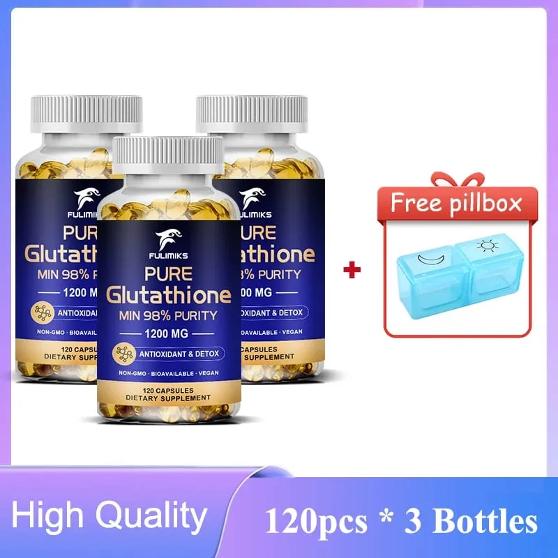 Pure Glutathione Capsules 1200MG Max Absorption Support Skin Αντιοξειδωτική Αντιγηραντική Αποτοξίνωση Ήπατος Καθαρισμός Ανοσία