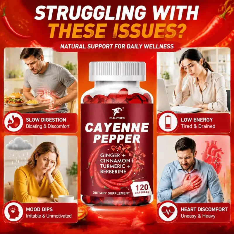 Cayenne Pepper Capsules Supports Cardiovascular Health Improves Digestion & Blood Circulation Capsaicin Supplement Softgels
