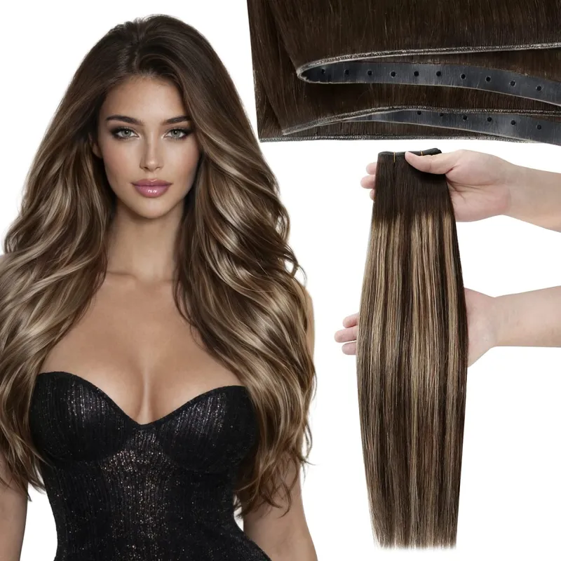 Moresoo Butterfly Weft Human Hair Extensions PU Hole Straight Extensiones De Cabello Humano Pu Hole Weft για γυναίκες και πάρτι