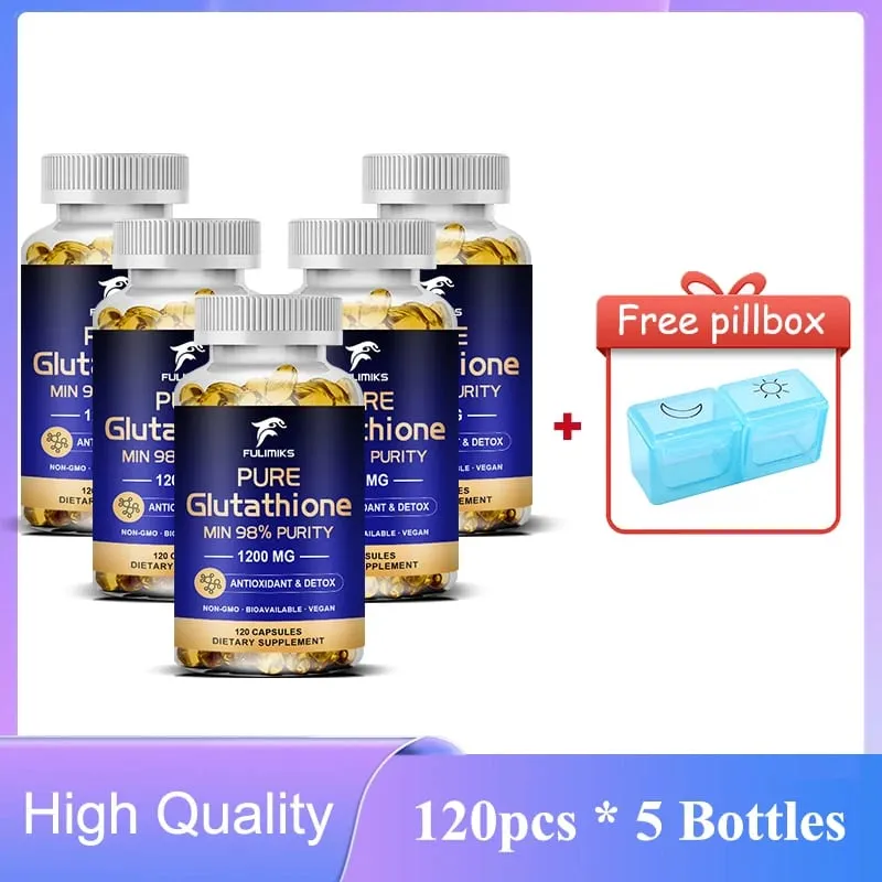 Pure Glutathione Capsules 1200MG Max Absorption Support Skin Αντιοξειδωτική Αντιγηραντική Αποτοξίνωση Ήπατος Καθαρισμός Ανοσία