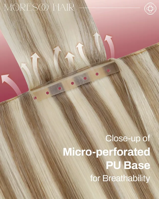 Moresoo Butterfly Weft Human Hair Extensions PU Hole Straight Extensiones De Cabello Humano Pu Hole Weft για γυναίκες και πάρτι