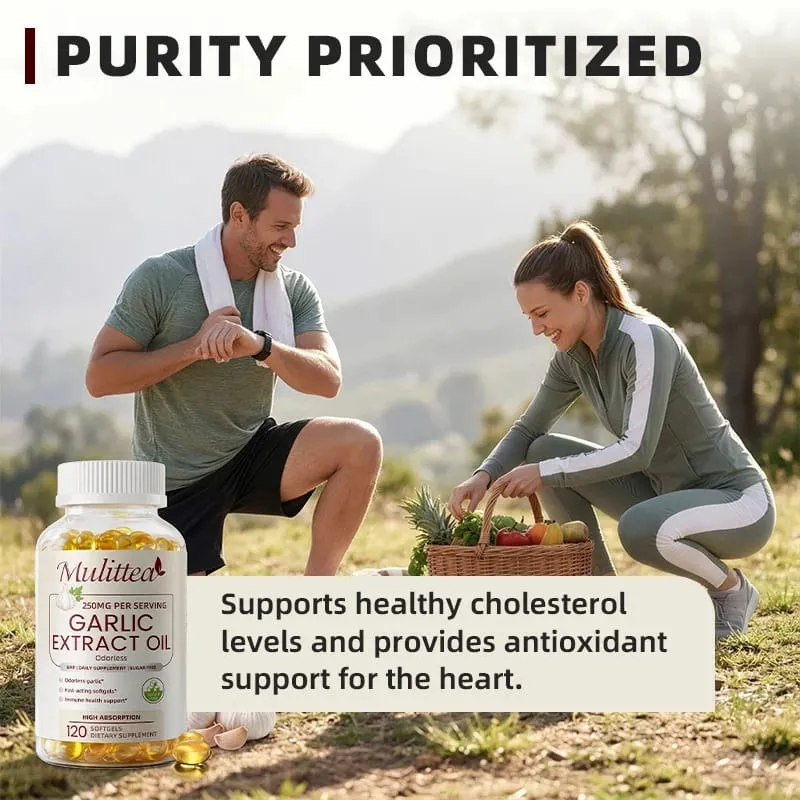 Mulittea Garlic Oil Capsules Heart Health Support Immune Support Defends Against Seasonal illnesses Supports Cholesterol Levels — image 5