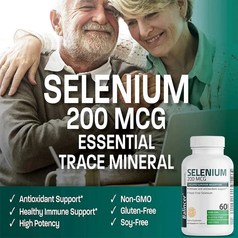 Balincer 200mcg Mineral Antioxidant Supplement with Selenium - Supports Immune Overall Health - Non-GMO Easy to Absorb