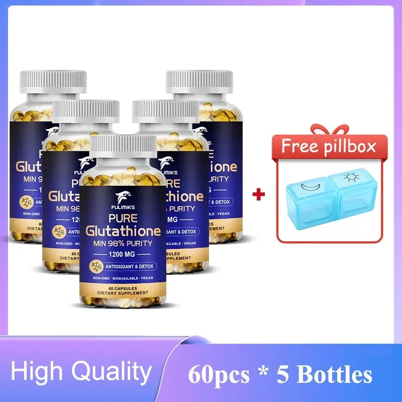Pure Glutathione Capsules 1200MG Max Absorption Support Skin Αντιοξειδωτική Αντιγηραντική Αποτοξίνωση Ήπατος Καθαρισμός Ανοσία