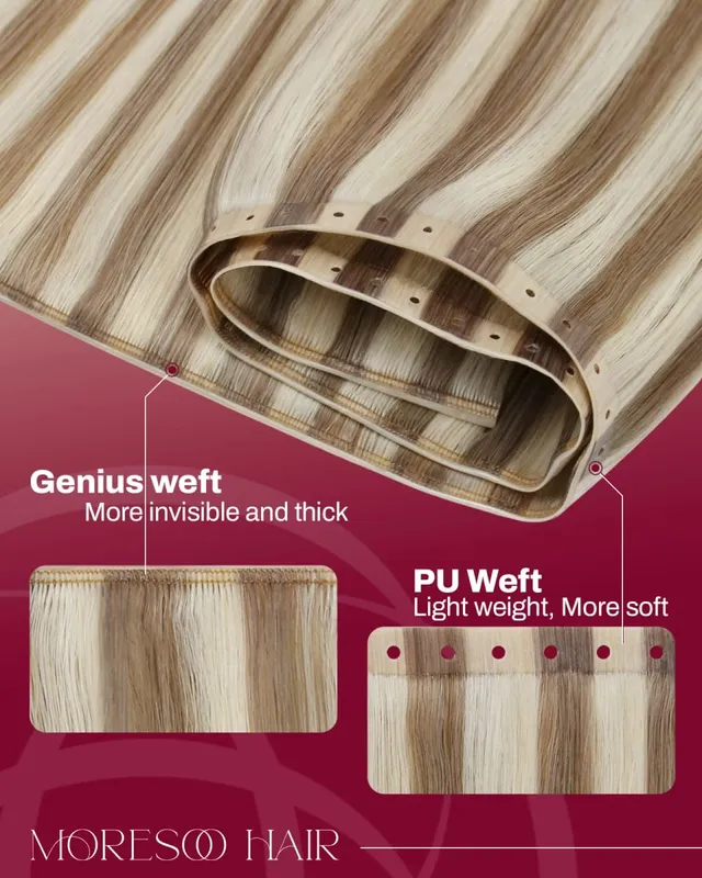 Moresoo Butterfly Weft Human Hair Extensions PU Hole Straight Extensiones De Cabello Humano Pu Hole Weft για γυναίκες και πάρτι