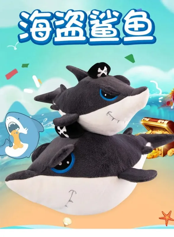 פיראט גדול כריש לבן בפלאש בובת חדר שינה קישוט כרית כריש כרית צעצוע קטיפה יום הולדת לילדים מתנת חג המולד