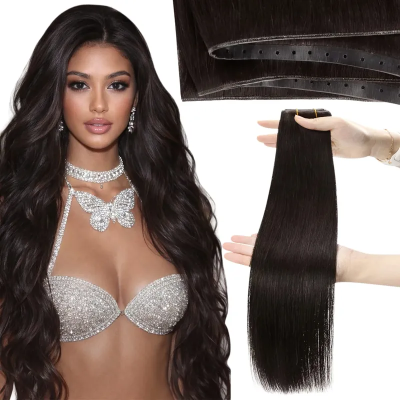 Moresoo Butterfly Weft Human Hair Extensions PU Hole Straight Extensiones De Cabello Humano Pu Hole Weft για γυναίκες και πάρτι