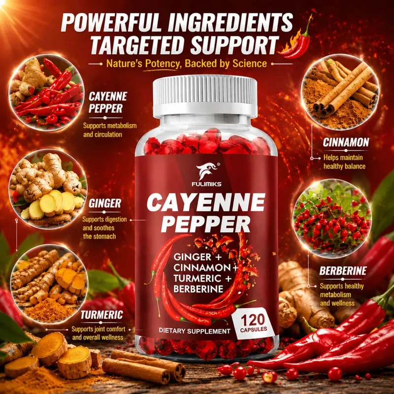 Cayenne Pepper Capsules Supports Cardiovascular Health Improves Digestion & Blood Circulation Capsaicin Supplement Softgels