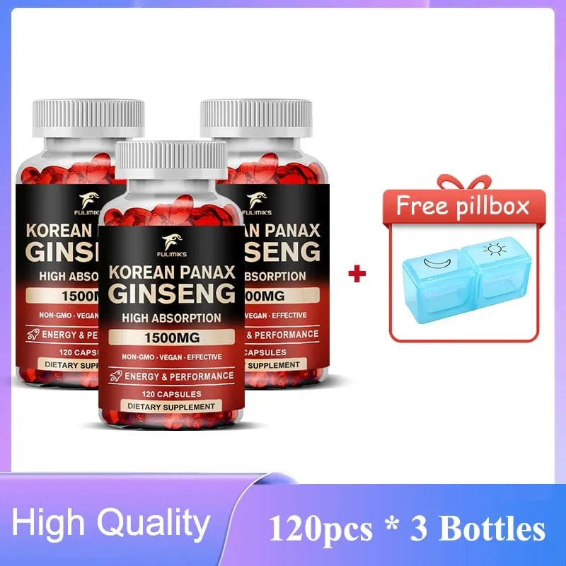 Panax Ginseng 15 000 mg - Red Korean Ginseng Συμπλήρωμα για Άντρες - Extra Strength - Energy Focus Παραγωγικότητα & απόδοση — image 9