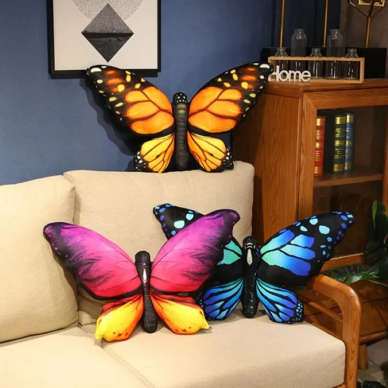 Színes 3D pillangós párna dekoratív állati dobópárnák nyomat kiemelő párna kitömött párna ágy hálószoba kanapé szoba dekoráció — image 6