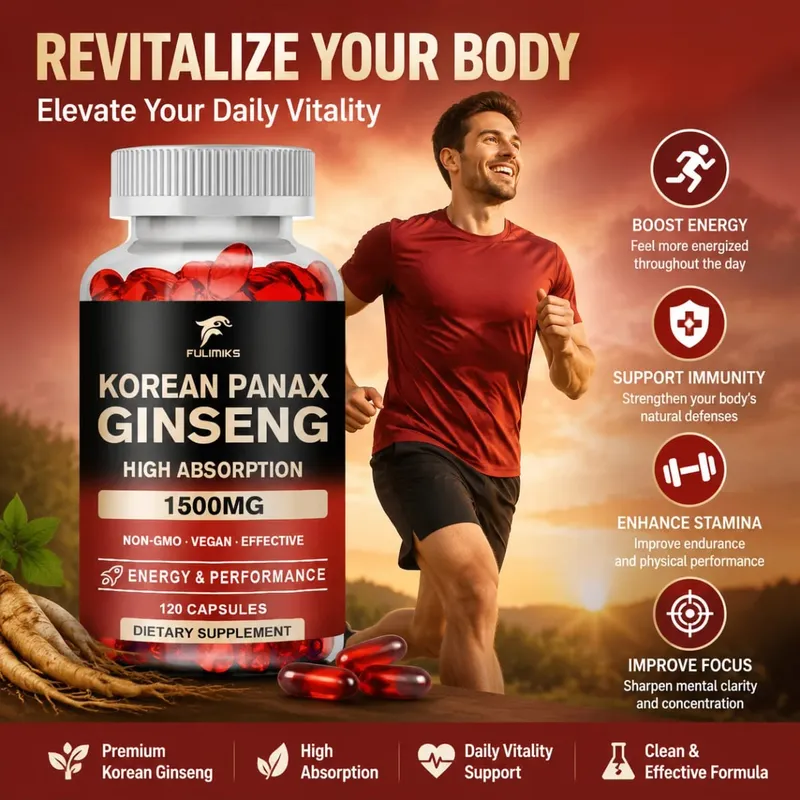 Panax Ginseng 15 000 mg - Red Korean Ginseng Συμπλήρωμα για Άντρες - Extra Strength - Energy Focus Παραγωγικότητα & απόδοση — image 5