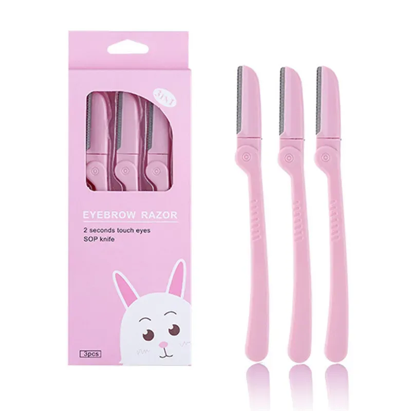 3 Cái/bộ Hồng Gấp Lông Mày Lông Nách Dao Cạo Làm Đẹp Mặt Eye Brow Shaper Máy Cạo Râu Lưỡi Dao Bằng Thép Không Gỉ Dụng Cụ Trang Điểm