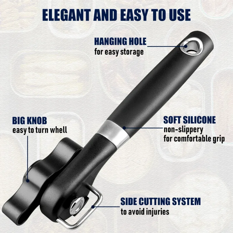 Can Opener Mga Accessory sa Kusina Propesyonal na Manual Stainless Steel Jar Opener Pangkaligtasan Gilid Cut Bottle Opener Mga Tool sa Bahay