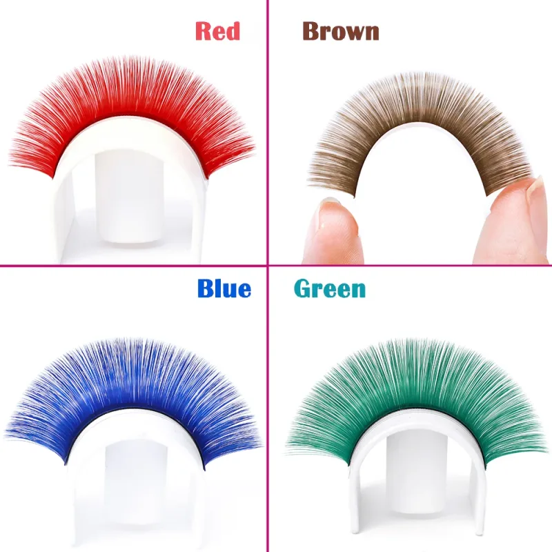 Fadvan Long 15-20mm Easy Fanning Makeup Lashes Mixed 8-14mm Colored False Eye Lashes Extensions Green/Purple/Red/Blue Color Lash