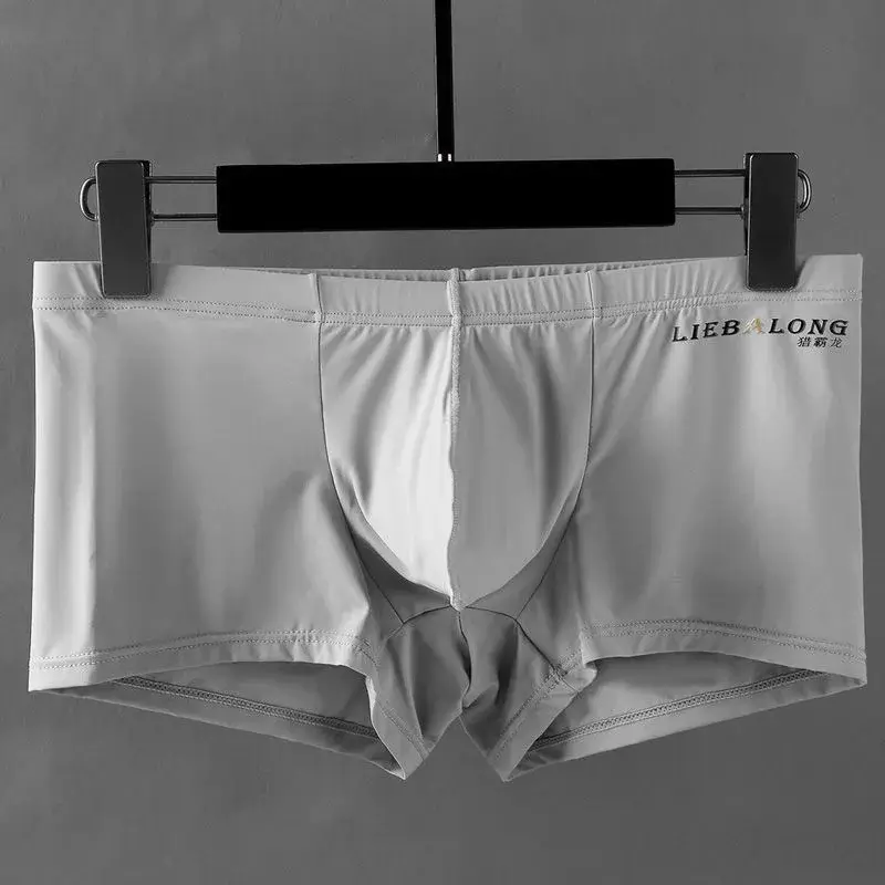 Sexy Men Underwear Boxers Ice Silk Sexi for Boys Man U Convex Big Bag Breathable Bulge Shorts Nylon Summer Pounch Panties set — image 6
