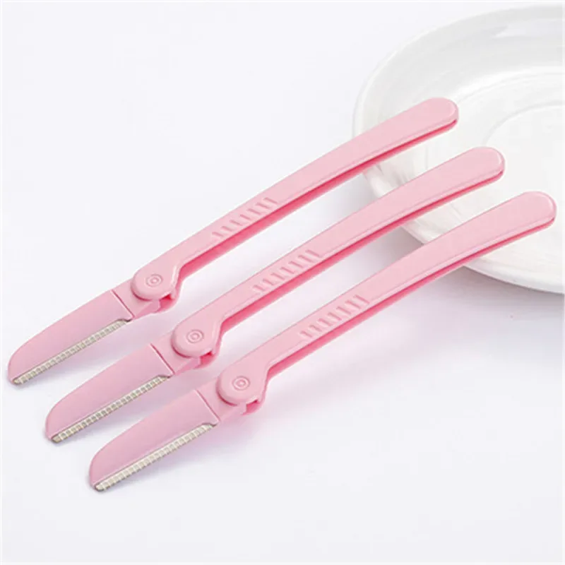 3 Cái/bộ Hồng Gấp Lông Mày Lông Nách Dao Cạo Làm Đẹp Mặt Eye Brow Shaper Máy Cạo Râu Lưỡi Dao Bằng Thép Không Gỉ Dụng Cụ Trang Điểm