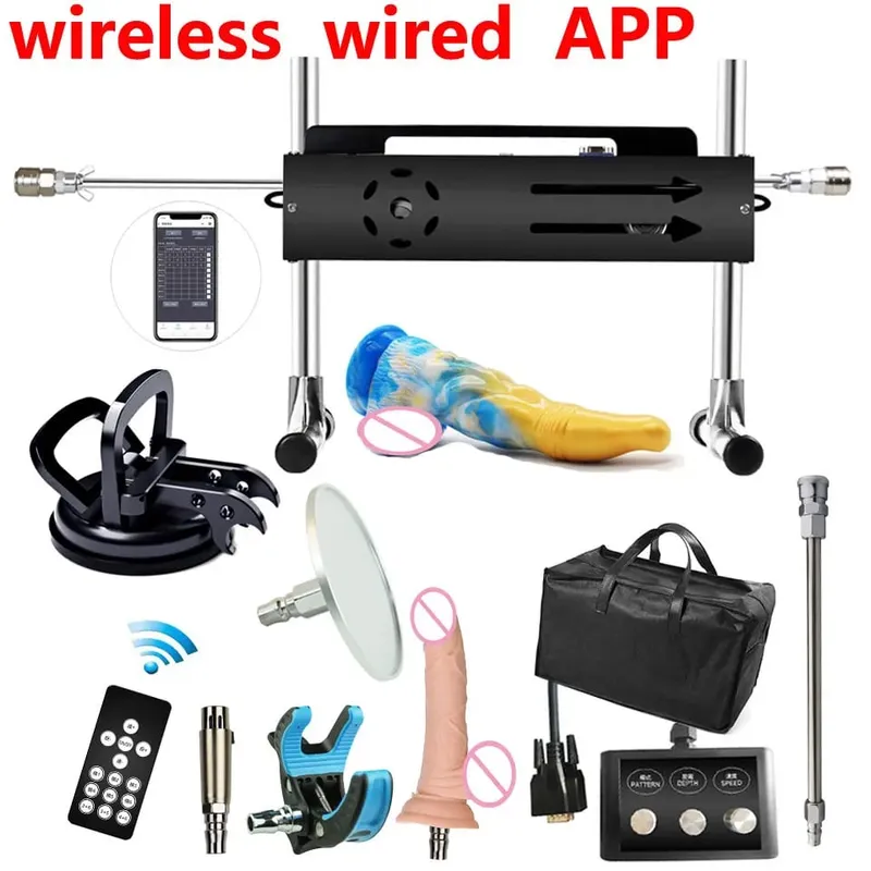 Νέα εφαρμογή Sex Machine & Wired & Wireless Control Turbo Gear Powerful Machine Love with Dildo for Adults Masturbation