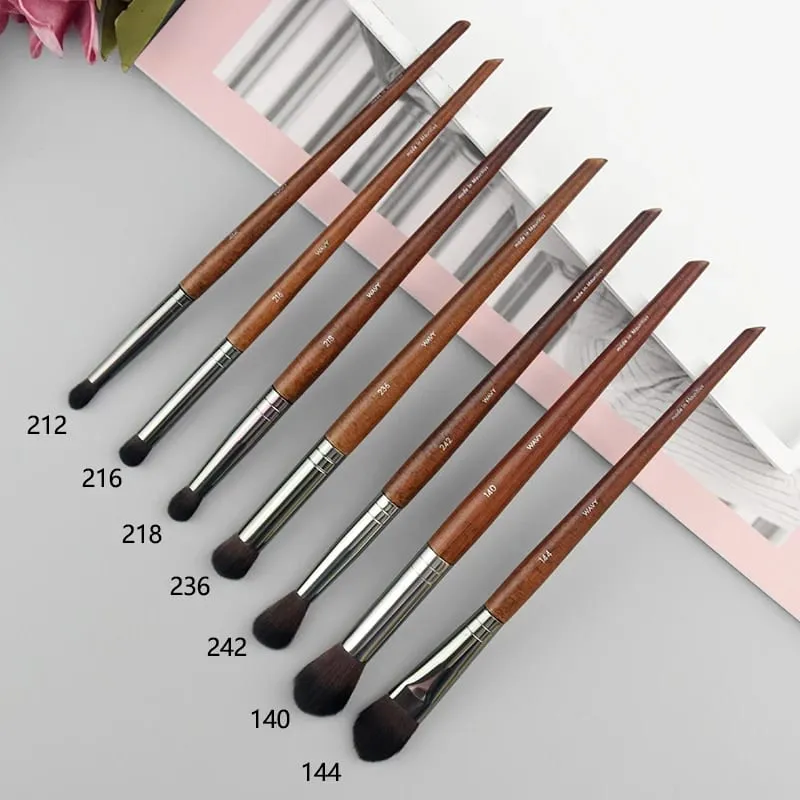 Natuurlijk hout Oogmake-up kwasten hele set Pro Crease Oogschaduw Make-up kit smudge highlighter wenkbrauw Lip wimperborstel praktisch