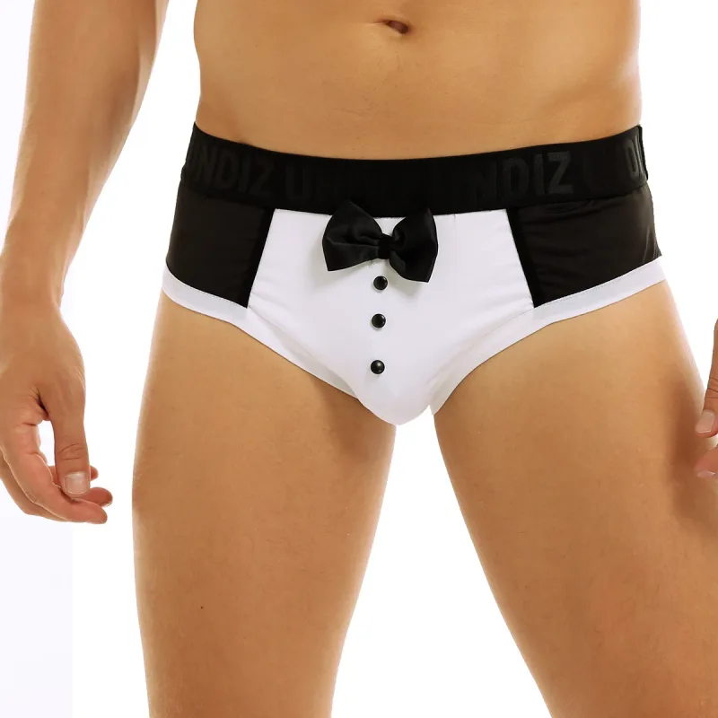 Niedliche Smoking-Boxershorts für Herren, Slips, Unterwäsche, schwarze Farbspleiß-Baumwoll-Fliege, Höschen für Überraschungen vor dem Schlafengehen — image 5