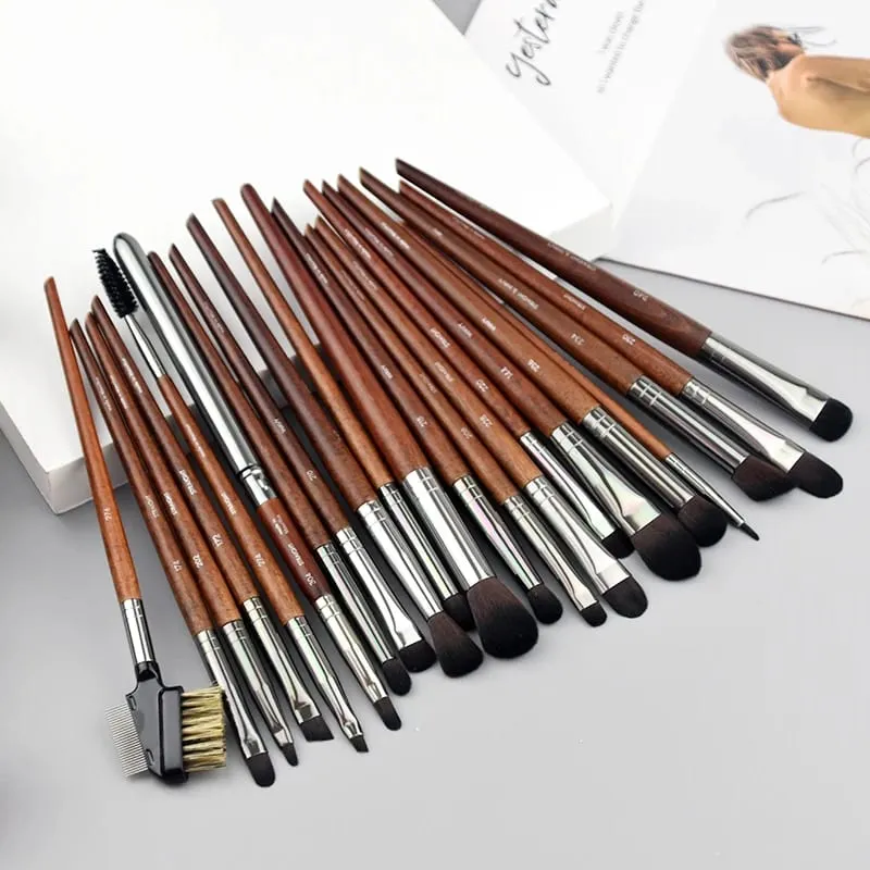 Natuurlijk hout Oogmake-up kwasten hele set Pro Crease Oogschaduw Make-up kit smudge highlighter wenkbrauw Lip wimperborstel praktisch