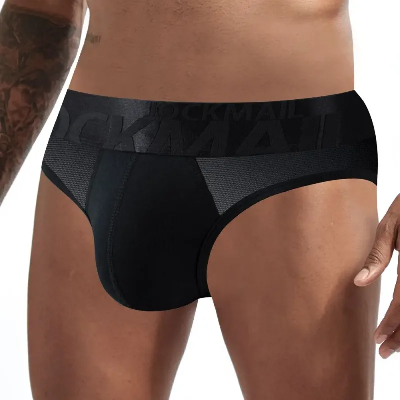 Jockmail กางเกงในชายเซ็กซี่ชุดชั้นในชายผ้าฝ้าย Low Rise Underpant เส้นด้ายสุทธิลูกไม้, Breathable ฤดูร้อนกางเกงขาสั้น calzoncillos hombre slip