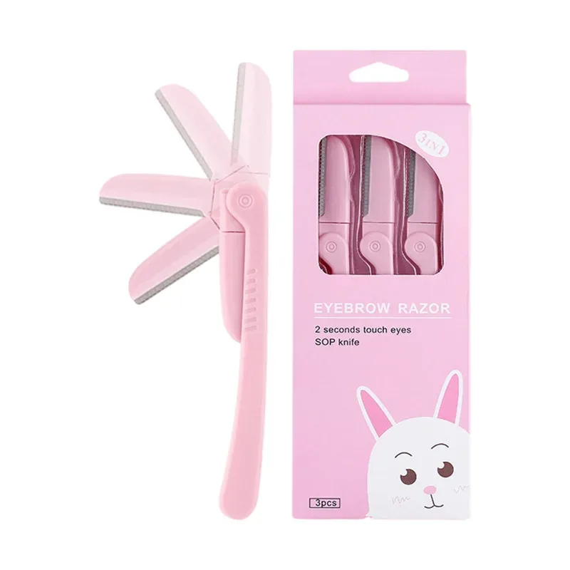 3 Cái/bộ Hồng Gấp Lông Mày Lông Nách Dao Cạo Làm Đẹp Mặt Eye Brow Shaper Máy Cạo Râu Lưỡi Dao Bằng Thép Không Gỉ Dụng Cụ Trang Điểm