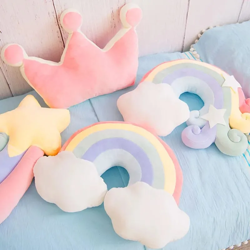 INS HOT Candy Color Cloud Star Moon βελούδινο μαξιλάρι Πολύχρωμο Rainbow Crown μαξιλάρι μαξιλάρι Καναπές σπιτιού Διακόσμηση Μαξιλαριού Παιχνίδι