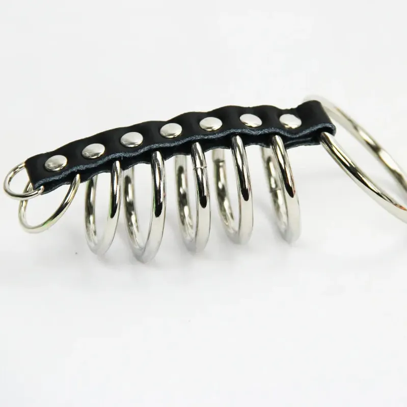 8Rings cock ring delay penis holder steel Fetish extender Ejacu Cage Bondage Impotence Erection Aid Sex aid Erectile Dysfunction