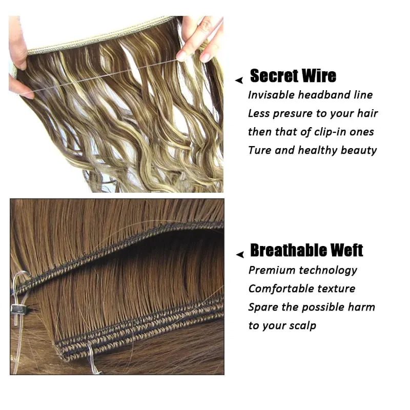 Jeedou κυματιστά μαλλιά Extension Elasticity Αόρατο σύρμα Fish Line One Piece No Clips Συνθετικά Hairpieces Ombre Χρώμα για γυναίκες
