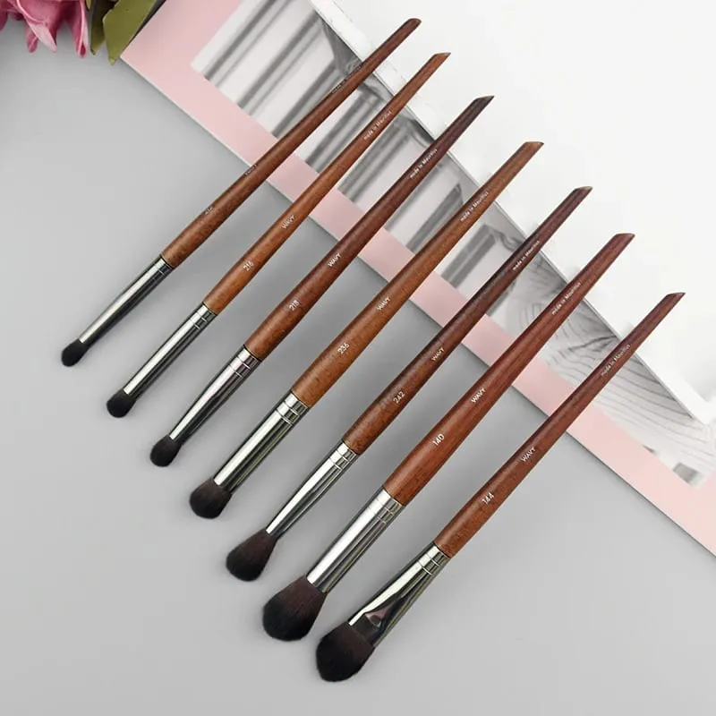 Natuurlijk hout Oogmake-up kwasten hele set Pro Crease Oogschaduw Make-up kit smudge highlighter wenkbrauw Lip wimperborstel praktisch