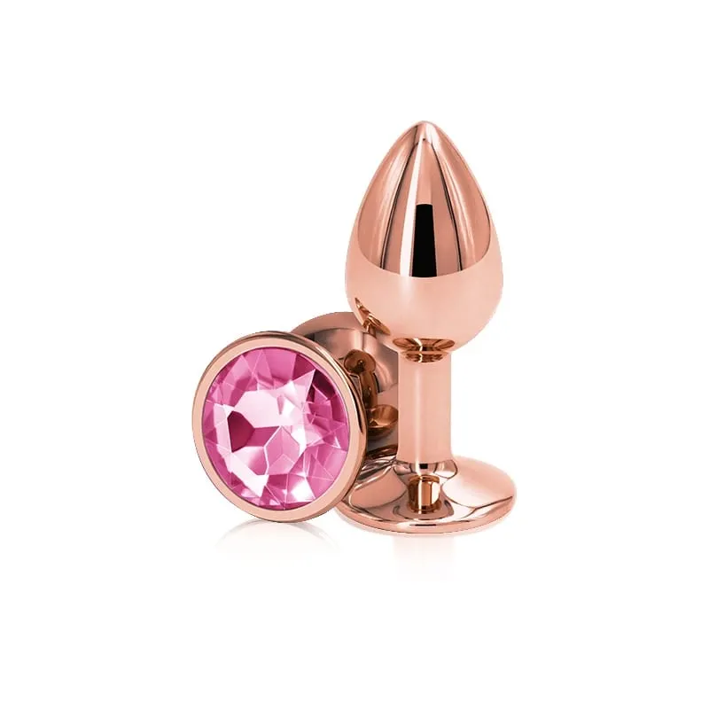 Rainbow Rose gold pink Small Medium size set Heart shape Crystal Metal anal beads butt plug Jewelry sex toy for female male