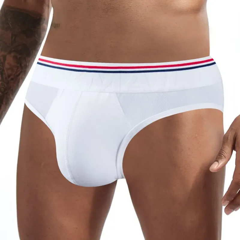 Jockmail กางเกงในชายเซ็กซี่ชุดชั้นในชายผ้าฝ้าย Low Rise Underpant เส้นด้ายสุทธิลูกไม้, Breathable ฤดูร้อนกางเกงขาสั้น calzoncillos hombre slip