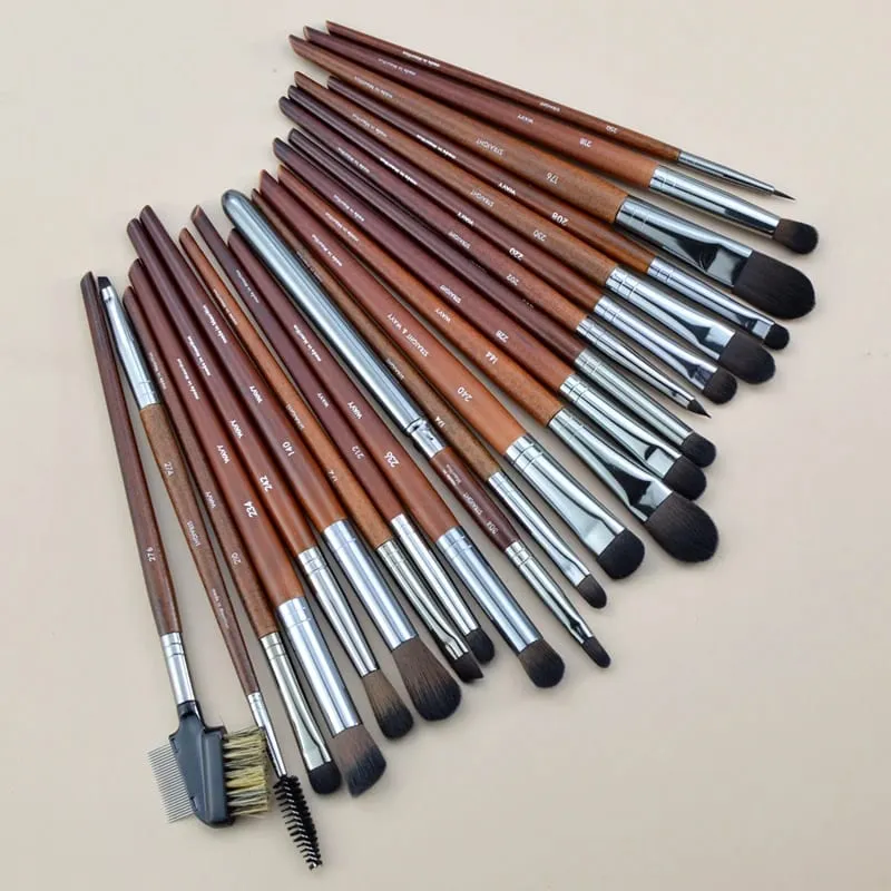 Natuurlijk hout Oogmake-up kwasten hele set Pro Crease Oogschaduw Make-up kit smudge highlighter wenkbrauw Lip wimperborstel praktisch