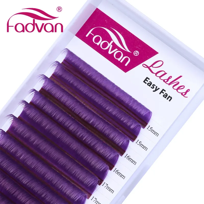Fadvan Long 15-20mm Easy Fanning Makeup Lashes Mixed 8-14mm Colored False Eye Lashes Extensions Green/Purple/Red/Blue Color Lash