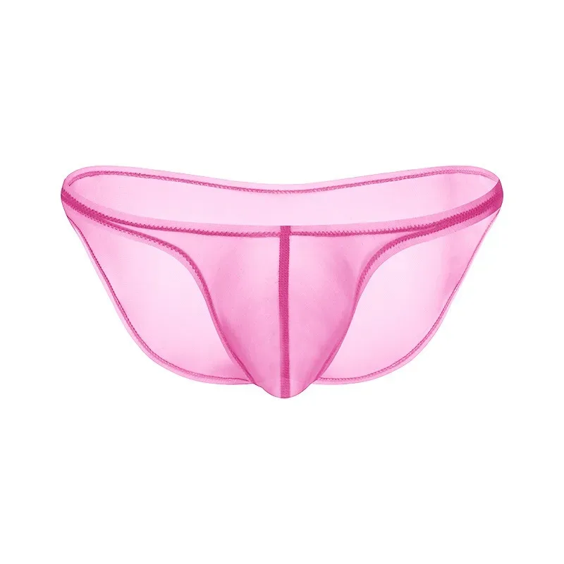 Men's Underwear Delicate Ice Silk Transparent Triangle Panties Personality Low Waist Briefs