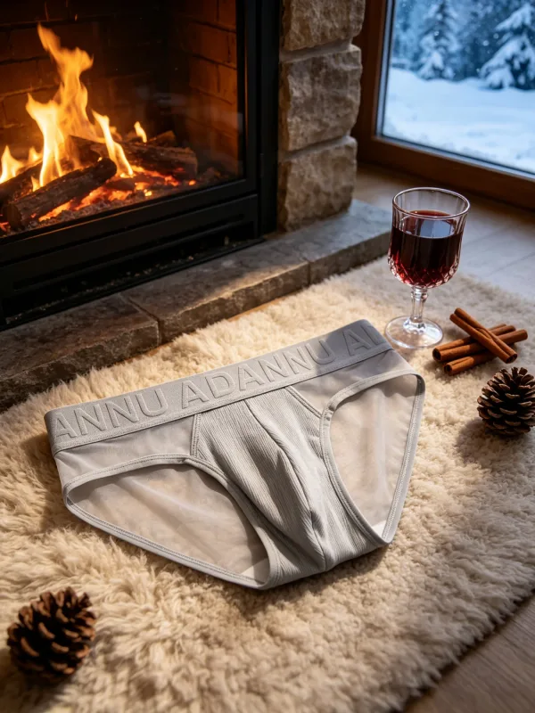 Low Rise Mens Triangle Underwear Side Mesh Panel Vertical Grain Material 3D Contour Pouch Embossed Letter Wide Elastic