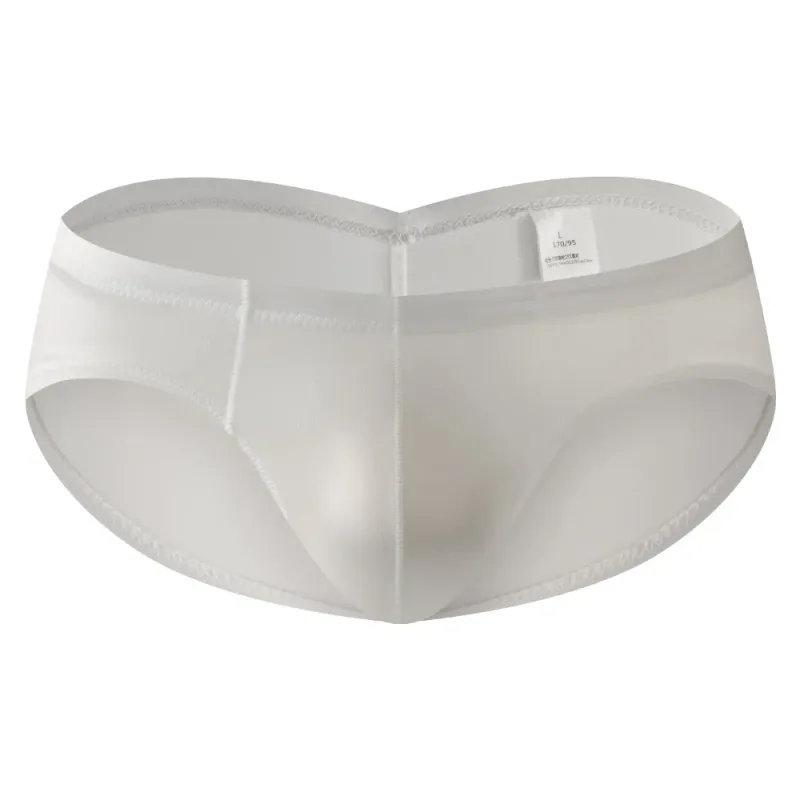 Smooth Low Waist Male Underwear Ice Silk Bulge Pouch Satin Silk Briefs Glossy Shiny Lingerie Men's Triangle Panties Youth