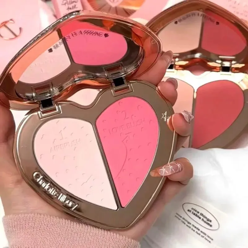 Fashion Charlotte Lip Cheek Dual-use Blusher Cream Two Color Highlight Powder Blusher Waterproof Oil Control Tilbury Cosmetics