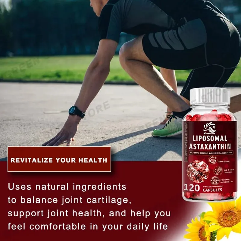 24 MG Liposomal Astaxanthin Capsule - Relieve Eye Fatigue Improve Sensitive Skin Restore Muscle Function Enhance Immunity