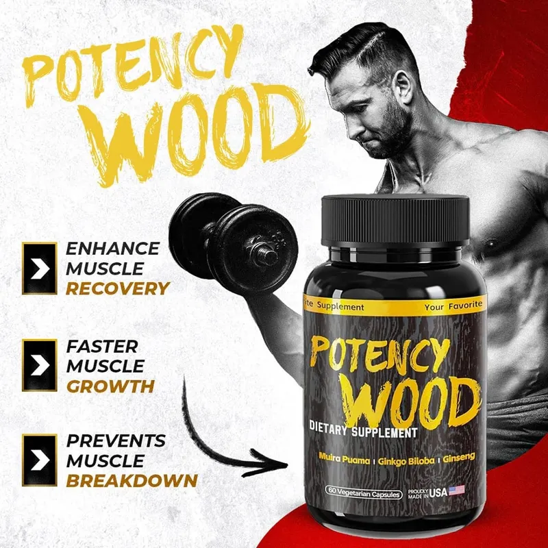 Potency Wood Herbal Supplements with Ginseng Ashwagandha 60 Capsules Adaptogen Energy Stamina Immune Αντιοξειδωτικά Υγεία του εντέρου