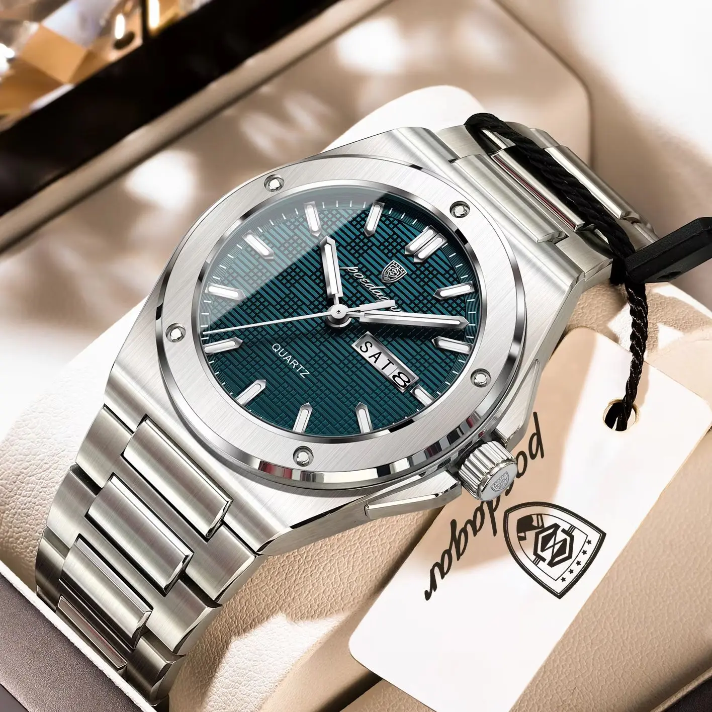 Top Original Male Clock Quartz Date Week Men Wristwatch Waterproof Luminous Stainless Steel Fashion Men's Watches Reloj — image 1
