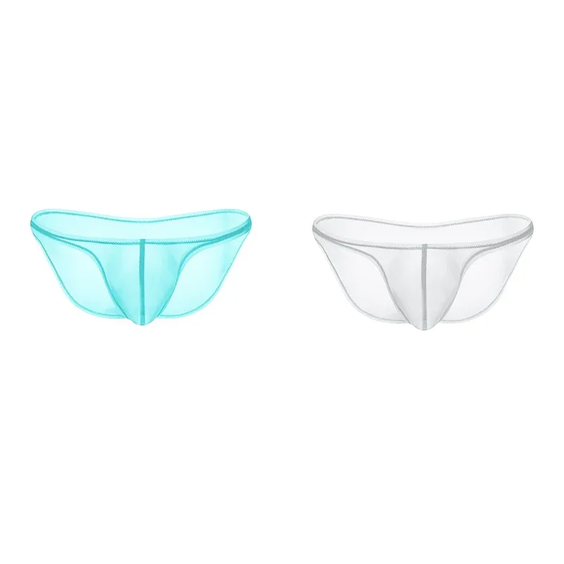 Men's Underwear Delicate Ice Silk Transparent Triangle Panties Personality Low Waist Briefs