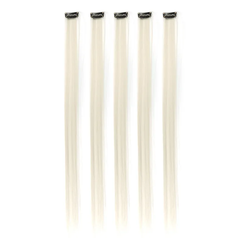 5pcs/set Colorful Clip In Synthetic Hair Extension Rainbow Long Straight Hairpieces For Women Girl Kids Y2K Style Daily Party