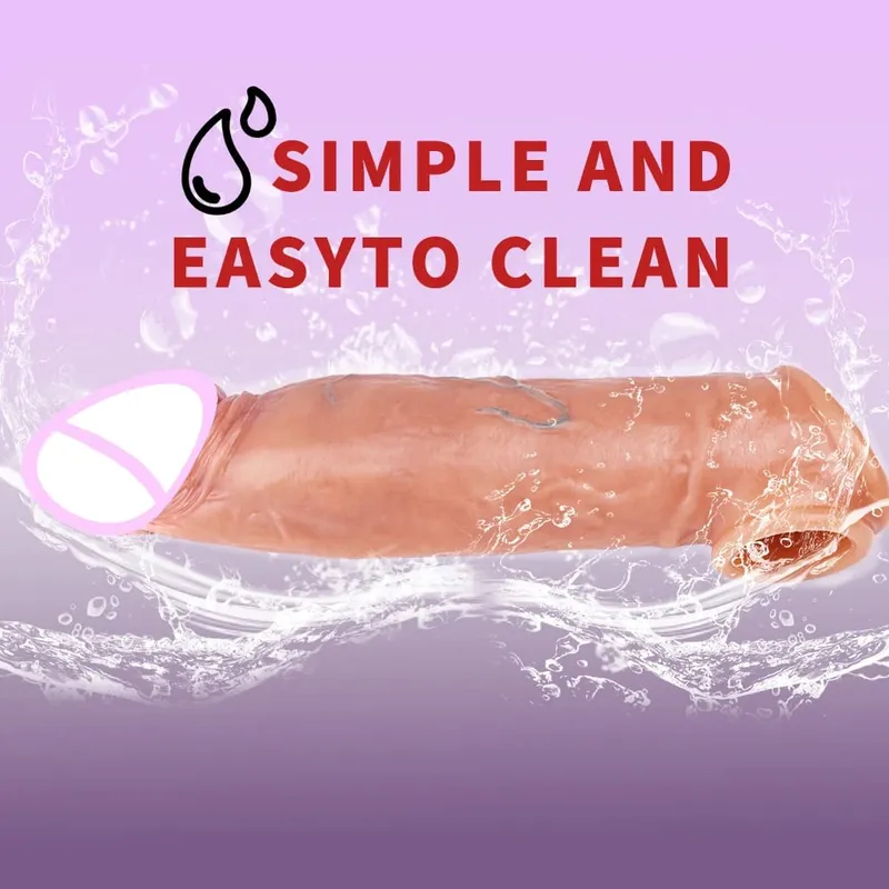 Realistic Reusable Penis Sleeve Thin Silicone Holster With Anti-snap Ring Cock Enlargement Extender For Men Delay Ejaculation